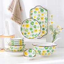 Bowl set home one person eating bowls and dishes tableware ceramic girl heart bowl and plate combination cute simple small fresh tableware