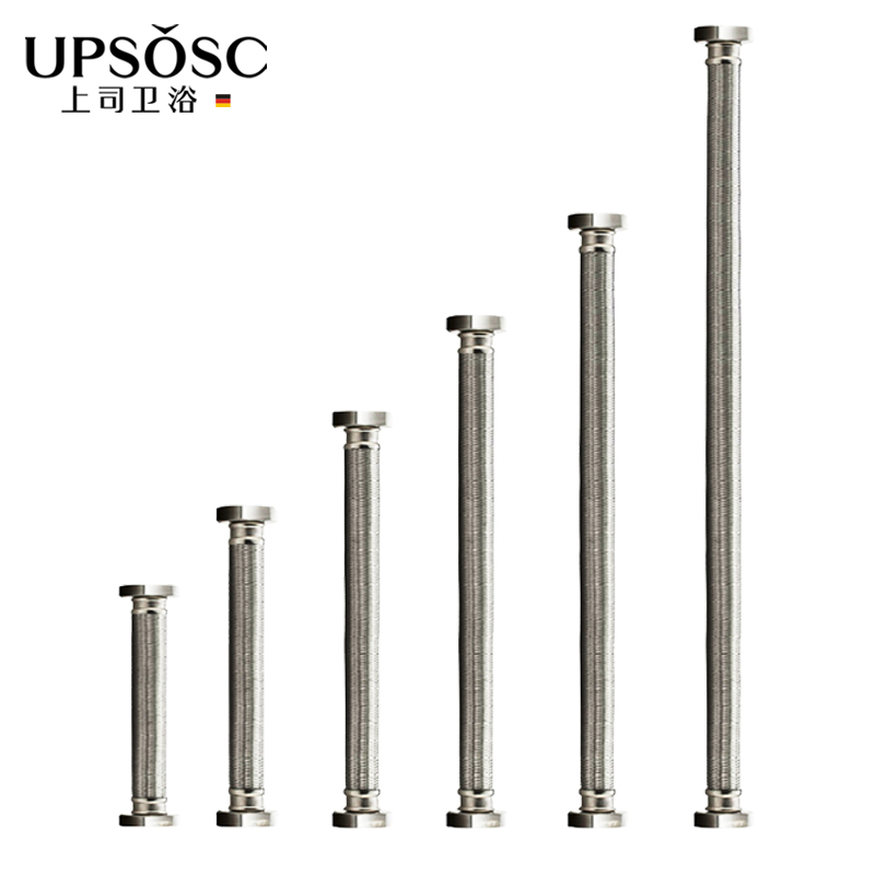 Superior bathroom water intake pipe hose bellows 304 stainless steel braided pipe double connector water inlet 30-180CM