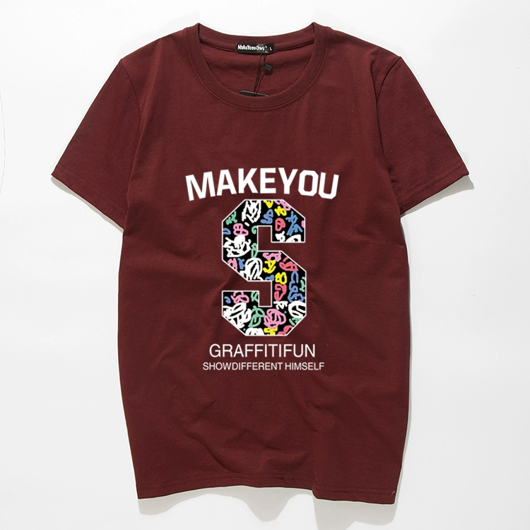 Mùa hè mới, áo thun nam ngắn tay cộng với phân bón để tăng chất liệu cotton cổ tròn in 5XL tay áo thể thao thông thường áo phông nam tay ngắn cổ trụ