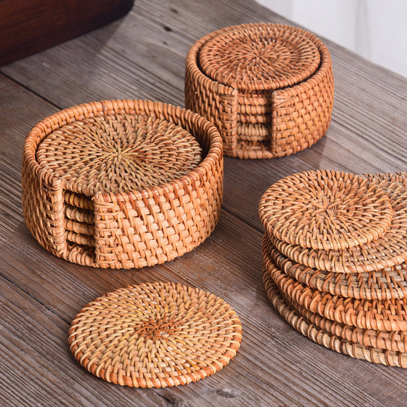 YHJ hand knitting Vietnamese vine cup cup cup cup cup mat of vine cup cup mat of Vietnam vine cup cup