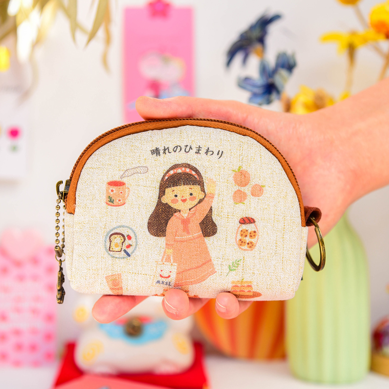 Korean Cartoon Coin Zero Money Bag Woman Little Mini Canvas Art Cute Key Bag Zero Money Bag Student Wallet Short