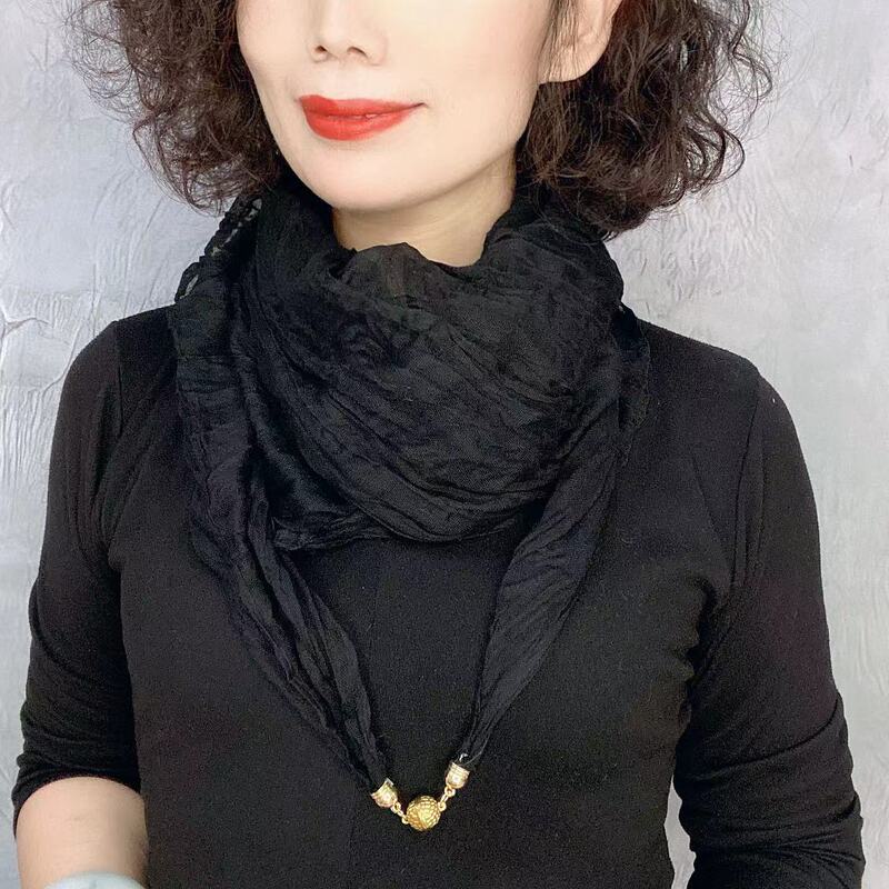 2024 Korean Style Spring and Autumn Fashion Versatile Gradient Color High-End Magnetic Buckle Square Scarf Tie-Dye Craft Thin Scarf