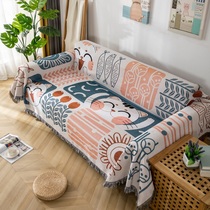 Sofa cushion Net red ins Wind Nordic Net red IN double-sided cartoon animation sofa cover full cover cloth blanket non-slip