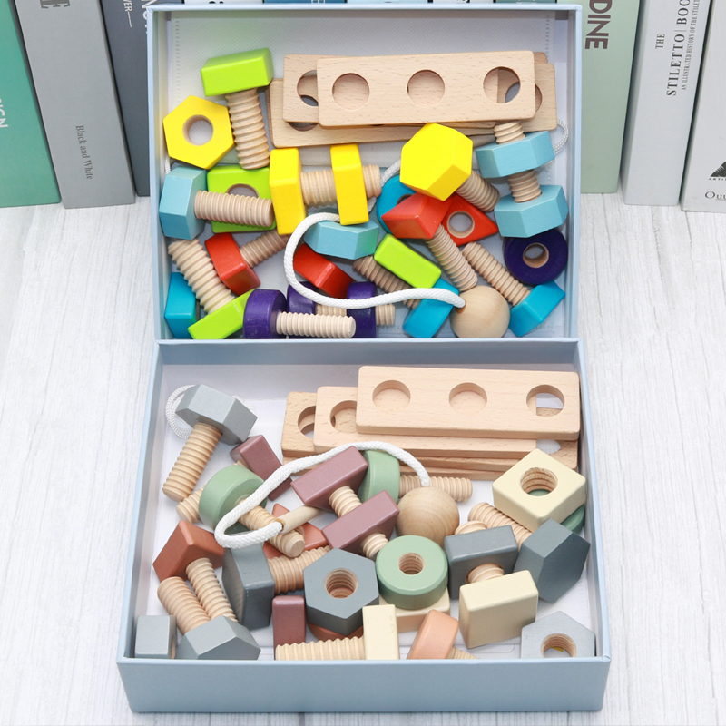 Children early teach fine action training screw-in screw block 1 A 2-3-year-old baby threading strings to pair toys-Taobao