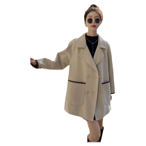 Xiaoxiangfeng suit collar double-sided cashmere jacket for women autumn and winter 2023 new woolen jacket thickened and popular