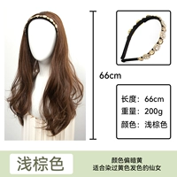 Стиль модели [большие волны] светло-коричневый + повязка на голову со стразами