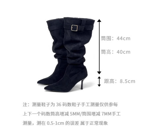 Западные Boots dolin collection-x尖头长筒高跟靴气质御姐风秋冬堆堆高筒靴细跟