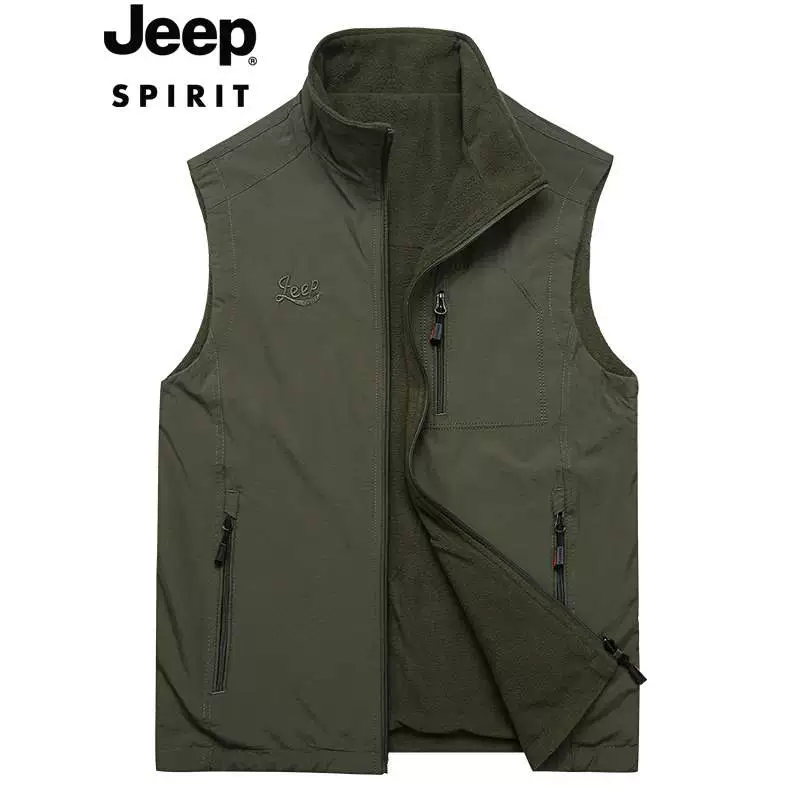 Vest nam bình thường jeep ngoài trời nam cộng với cashmere thể thao vest nam áo ghi lê lỏng lẻo xu hướng jeep - Áo thể thao