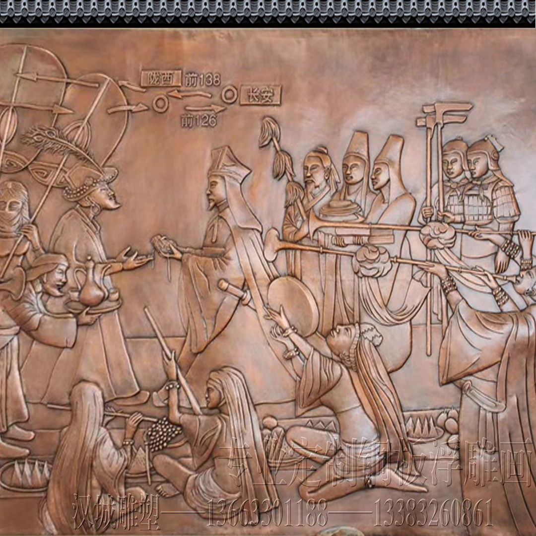 Customized large-scale forged copper relief murals, hand-forged copper plates, historical figures, clean government, cultural themes, outdoor reliefs