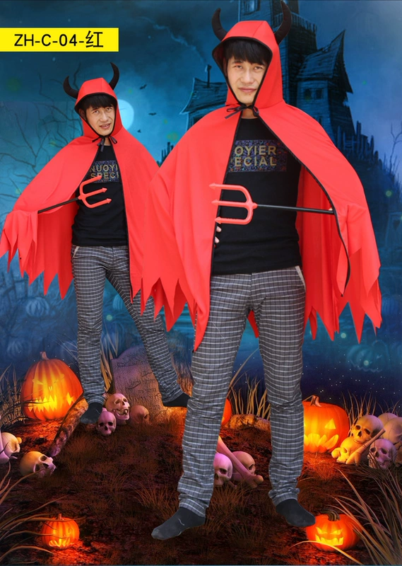 Halloween trẻ em người lớn cosplay nam và nữ áo choàng sừng quỷ mũi mũi trình diễn trang phục