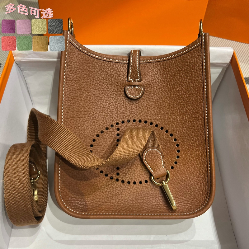 Fully Handmade Women's Bag, Hand-Stitched with Waxed Thread, Imported Top-Layer Cowhide Leather, Mini Evelyn Bag, Single Shoulder Crossbody Women's Bag