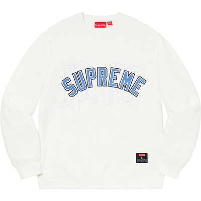 WhiteSupreme20ss highest Embroidery men and women KanjiLogoCrewneck Plush Condom Long sleeve Crew neck Sweater