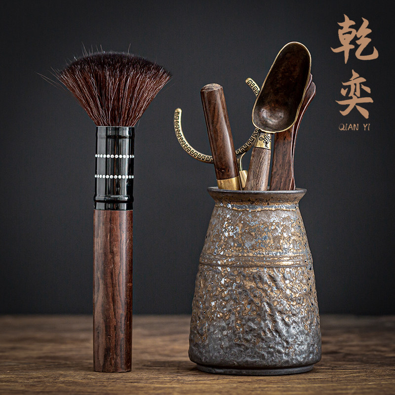 Black Sandalwood Solid Wood Tea Road Six Gentlemen Suit Coarse Pottery Tea Set 6 Gentlemen Tea Tea Tool Tea Knife Spoon Clip Accessories Grand-Taobao