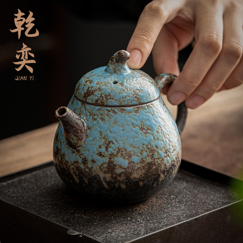 Blue Japanese teapot Rough Kung Fu Tea Towel Ceramics Handmade Tea Retro Creative Household Kin Variable Creative Kung Pot