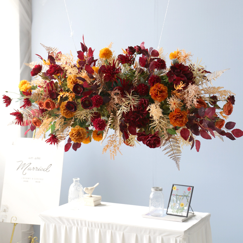 Indoor soft decoration simulation hanging flower hanging flower ceiling retro red decoration fake plant restaurant hotel club decoration flower art