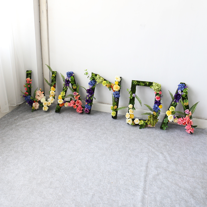 Simulation floral letter three-dimensional shop logo company front desk background welcome wall event celebration layout flower customization