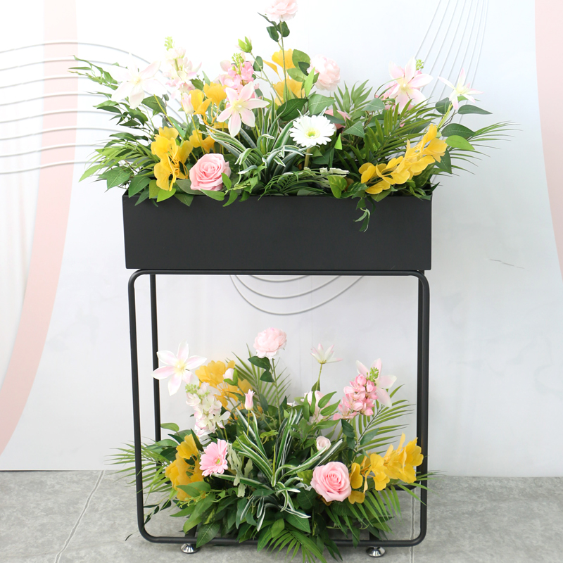 Fence simulation flower potted silk flower living room decoration creative plant outdoor shop partition flower trough plant pastoral style