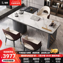 Rock Plate Tea Table And Chairs Combined Office Tea Table Integrated Suit Modern Light Lavish Store Reception Talks Kung Fu Bubble Tea Table