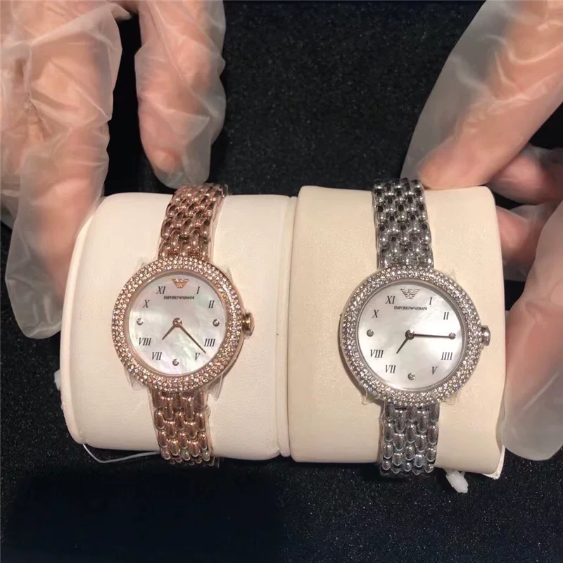 Подлинные наручные часы Armani Amani для женщин с прямой доставкой из Гонконга, стиль Tonglia, с двумя сверлами, стальная браслета, модели AR11355
