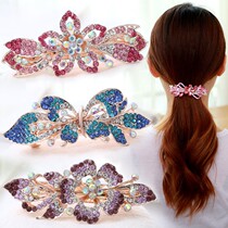 Korean Version Hairpin Clip Mawei Clip Large Spring Clip 100 Hitch Woman Hairpin Water Drill Adult Butterfly Knot Ornament Head Accessories Woman