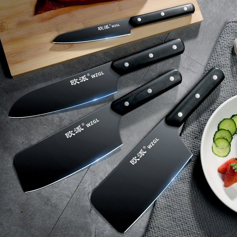Oupai knife set combination kitchen household stainless steel food supplement kitchen knife kitchen knife chopping bone super fast sharp three-piece set