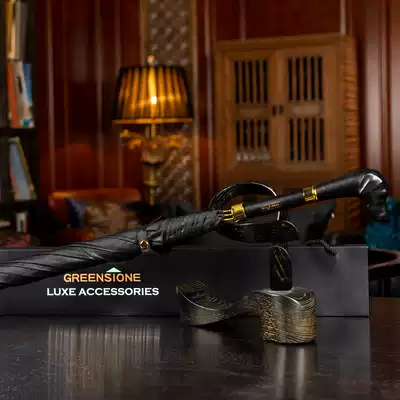 British gentleman handmade dog head wooden handle long handle umbrellas personality light luxury men and women gifts retro oversized straight umbrella