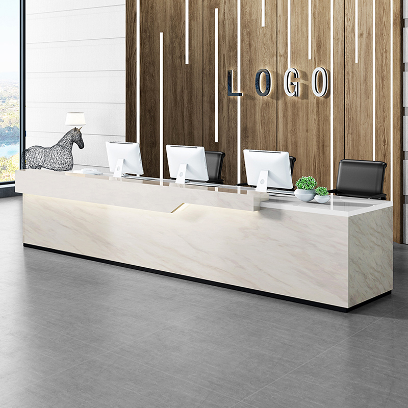 Former Table Desk Reception Desk Company Beauty Salon Brief Modern Roast Lacquer Counter Office Marble Bar Desk Cashier Desk-Taobao