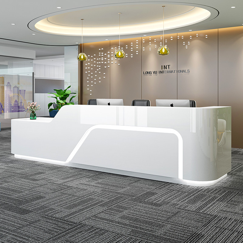 The company's front desk reception desk beauty salon creative baking paint simple modern office service desk cashier desk consultation bar