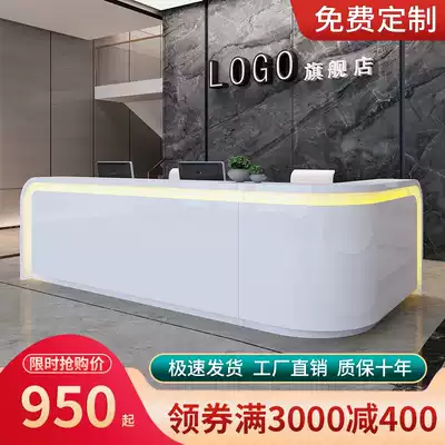 Front desk Reception desk Paint front desk desk Office curved welcome desk Simple creative counter Bar cash register counter