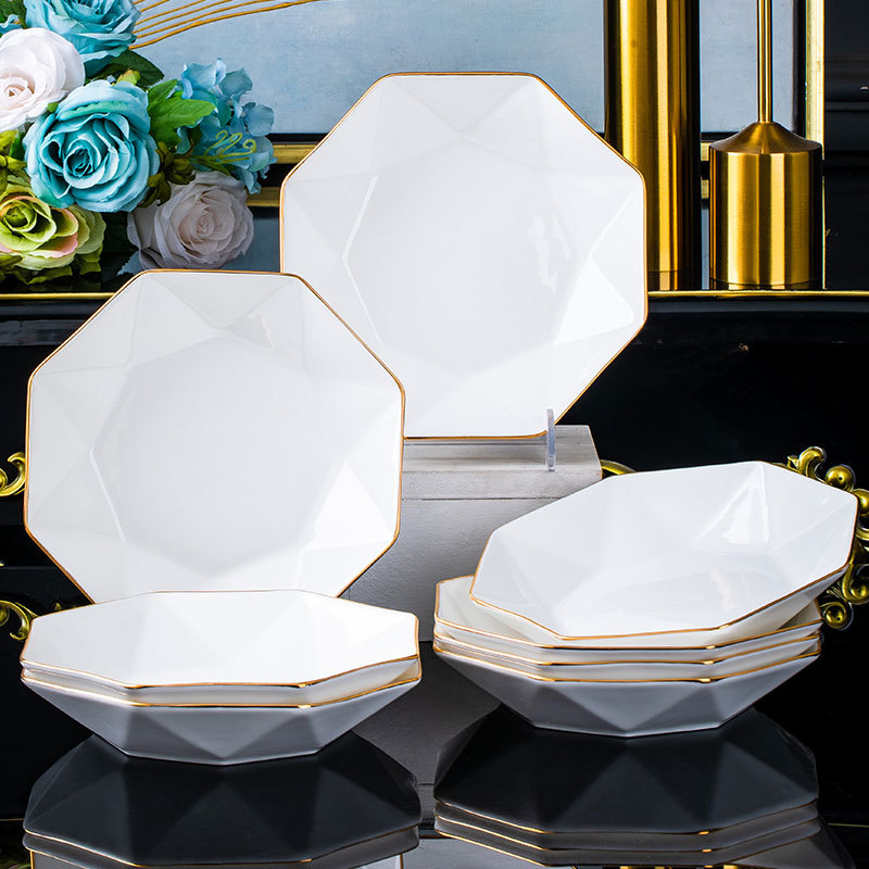 Ceramic Plates, Dish Plates for Home Use, 2026 New Model, Light Luxury Tableware, Dinner Plates, High-End Feel, Light Luxury Octagonal Plate Set Ceramic Plates, Dish Plates for Home Use, 2026 New Model, Light Luxury Tableware, Dinner Plates, High-End Feel, Light Luxury Octagonal Plate Set