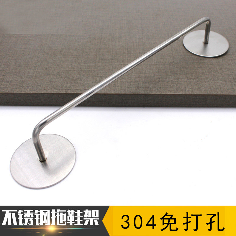 Punch-free 304 stainless steel single-bar wool towel rack bathroom suction cup accommodating layer shelving with hook kitchen hanging rack