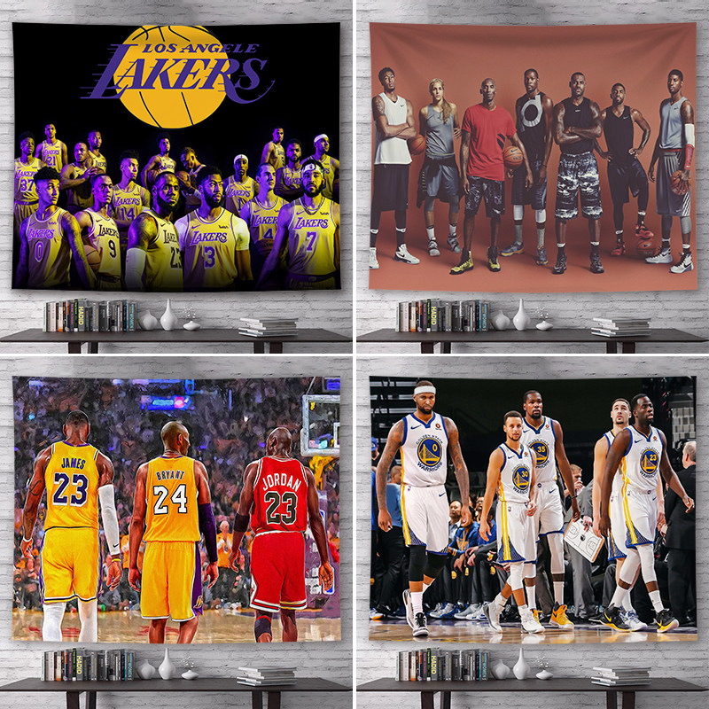 NBA Lakers hanging cloth James Kobe Curry Rose background cloth ins room decoration wall cloth bedroom dormitory
