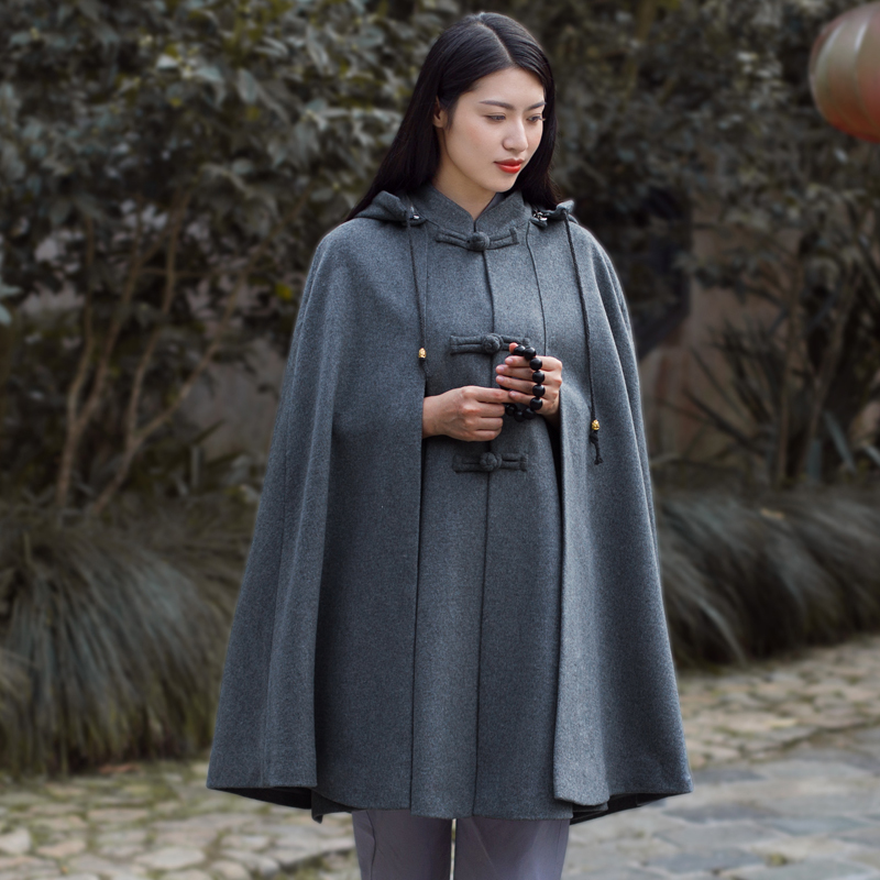 Qinzhu Monk's Meditation Cloak, Autumn and Winter Thickened Wool, Earthy Yellow-Gray Meditation Robe, Monk's Clothing for Men and Women Qinzhu Monk's Meditation Cloak, Autumn and Winter Thickened Wool, Earthy Yellow-Gray Meditation Robe, Monk's Clothing for Men and Women