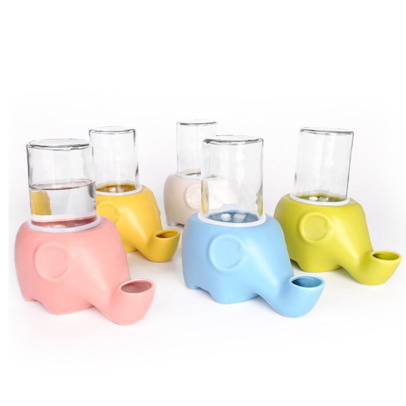 Elephant automatic water dispenser flat-faced cat does not wet chin beard water bowl ceramic anti-overturning pet water dispenser