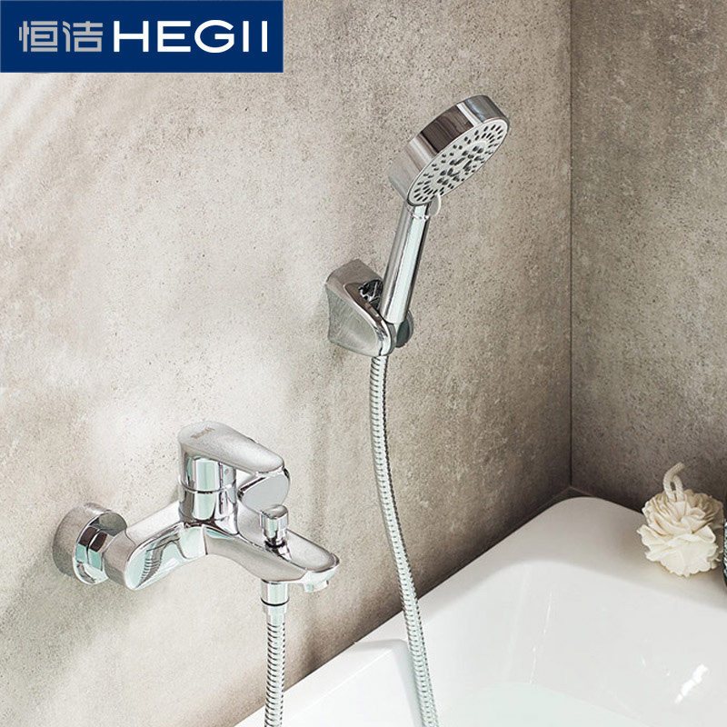 HEGII Hot and cold all copper bathtub shower faucet shower water heater dark mixing valve set 95006