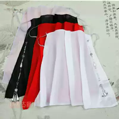 Ancient veil pull show ancient wind veil lace-up face chiffon Super fairy costume tassel Hanfu white cover veil