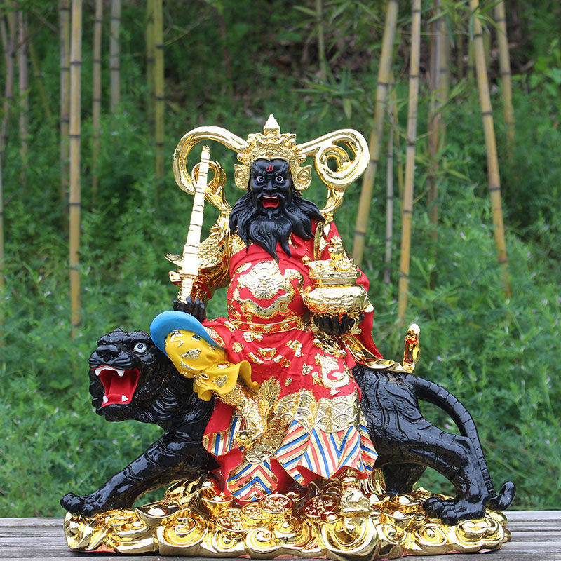 Zhao Gongming statue Wu God of Wealth enshrined lucky household ornaments Riding tiger black face Zhao Xuanlang Living room Town House God of wealth