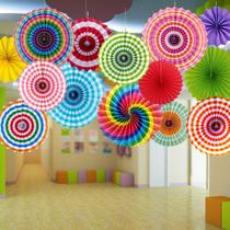 National Day kindergarten pendant decoration aerial creative shopping mall classroom environment layout material ceiling ceiling paper fan flower