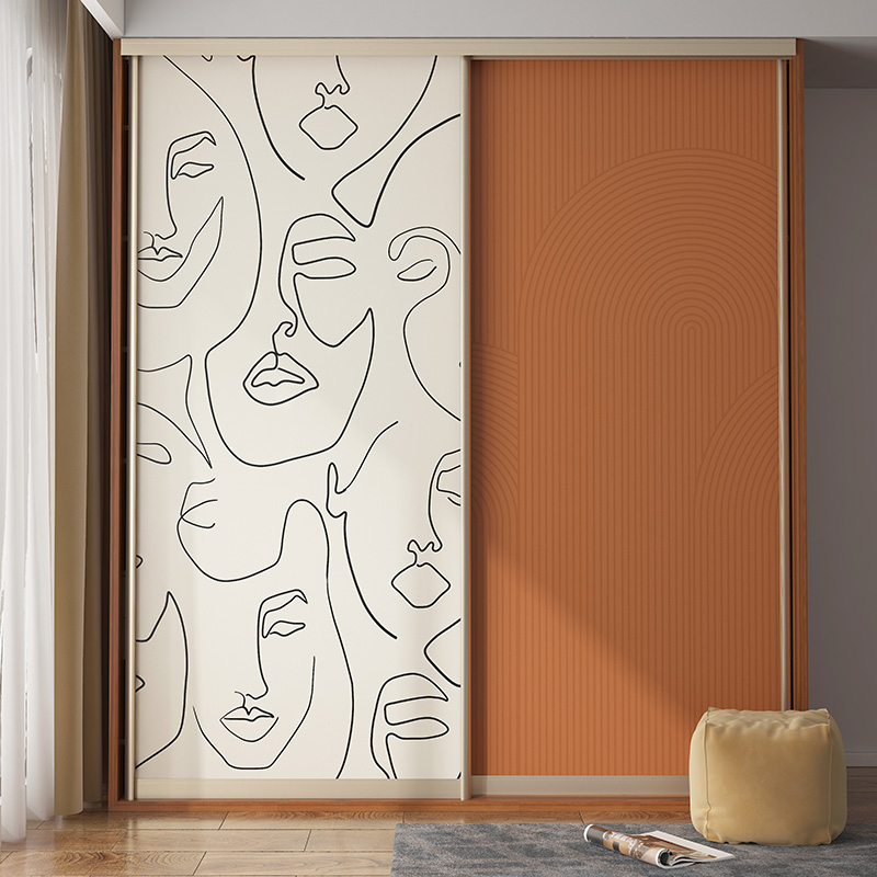 Kebergia Wardrobe Moving Door stickers Refurbished Wall Paper Ramen Cabinet Self-adhesive wallpaper sticker glass door renovation