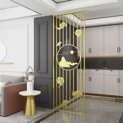 Wrought iron new Chinese style entrance, living room screen, hollow carving, dining room, modern decoration, partition customization