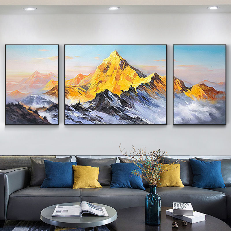 Backer hand-painted living room oil painting triptych sofa background abstract hanging painting modern implication Jinshan mural new Chinese style