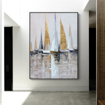 Living room abstract hand-painted oil painting gold leaf light luxury sofa background decorative painting Large entrance corridor office hanging painting