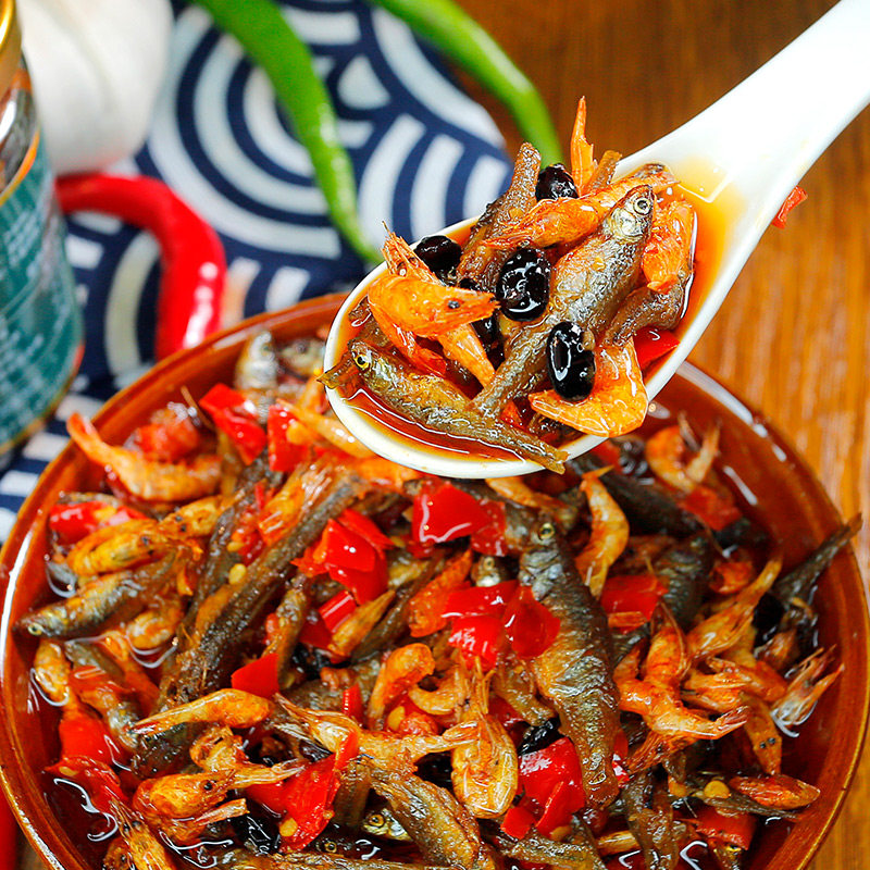 Luo Tai tea oil spicy small fish shrimp chili sauce Hunan chop chili dried firewood fish shrimp sauce