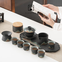 Cover bowl kung fu tea set ceramic living room high-end tea cup teapot delivery custom logo