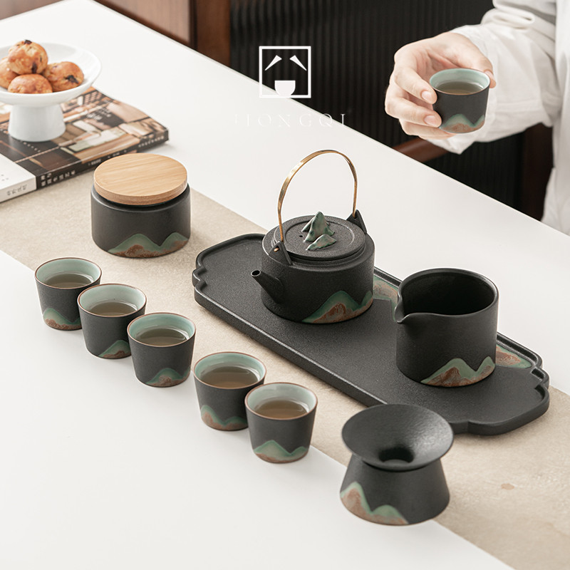 Japanese tea set Kung fu 6 cups of tea household with minimal Zen Dry Bubble complete gift box custom logo