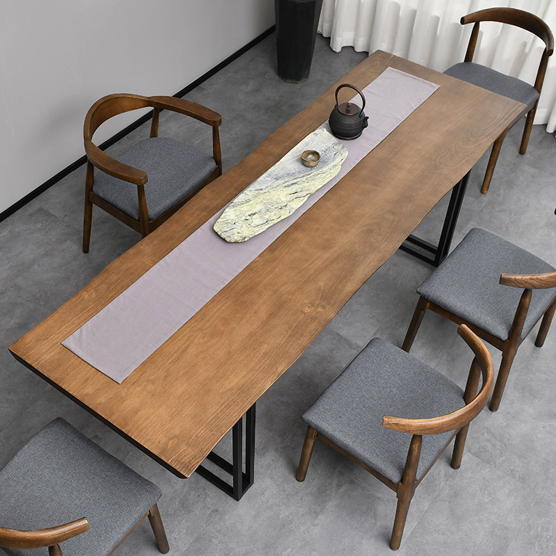 Solid wood bubble tea table and chair combination tea house tea room leisure tea table log simple modern office club tea art table