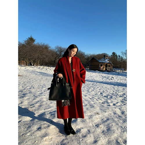 周淼 Шерстяное двусторонное шерстяное пальто, зимний банный халат