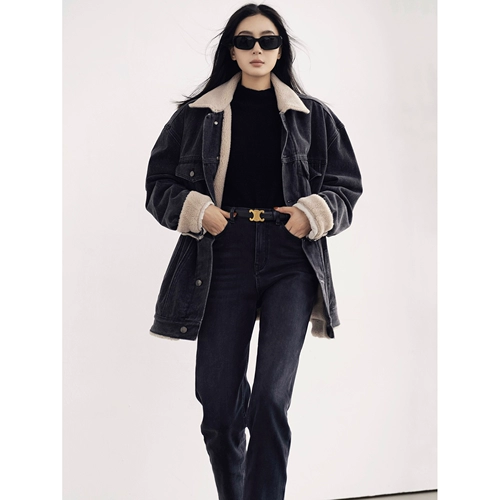 Джинсовая демисезонная ретро утепленная куртка, увеличенная толщина, в американском стиле