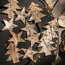 Honghan Natural birch bark accessories decoration Christmas tree love pentagram elk garland rattan DIY accessories