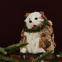 Honghan straw simulation rabbit Nordic pastoral ornaments Christmas decorations balcony Christmas animal arrangement